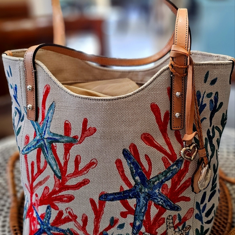 Brighton, Under the Sea, tote with leather straps
